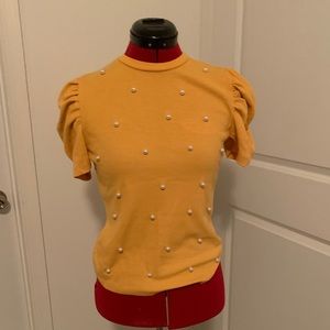 Pearl embellished yellow top